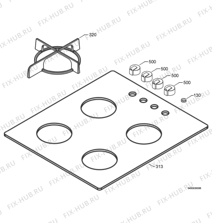 Взрыв-схема плиты (духовки) Electrolux EHT6432W - Схема узла Hob 271