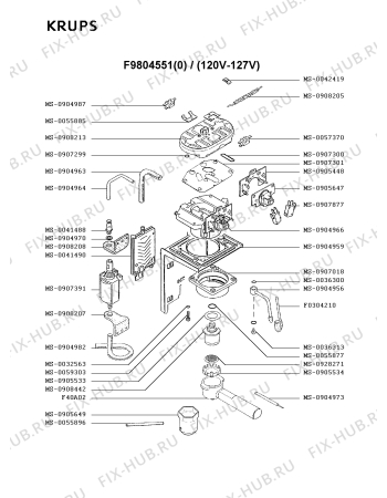 Взрыв-схема кофеварки (кофемашины) Krups F9804551(0) - Схема узла 2P001865.0P2