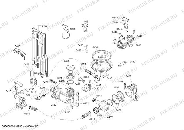 Взрыв-схема посудомоечной машины Siemens SE34E551EU - Схема узла 04