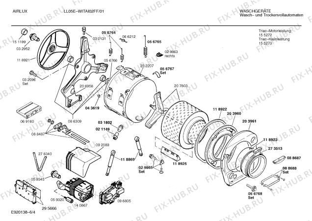 Схема №6 WITAI02FF airlux LL05E с изображением Ручка для стиралки Bosch 00095094