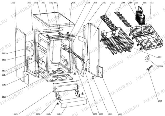 Взрыв-схема посудомоечной машины Korting KS52110BW (271886, PMS45S) - Схема узла 03