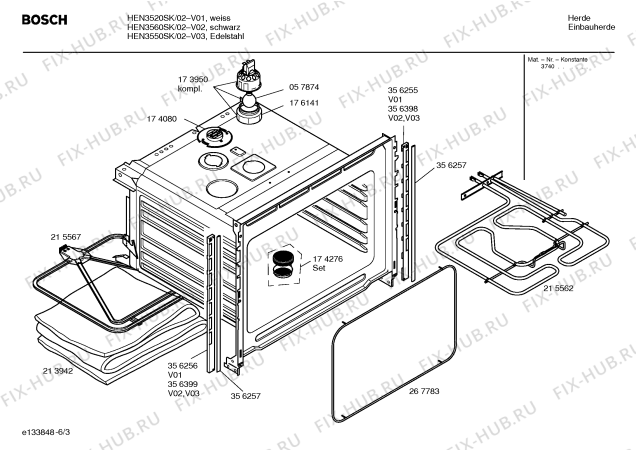 Схема №5 HEN3520SK с изображением Инструкция по эксплуатации для плиты (духовки) Bosch 00527983