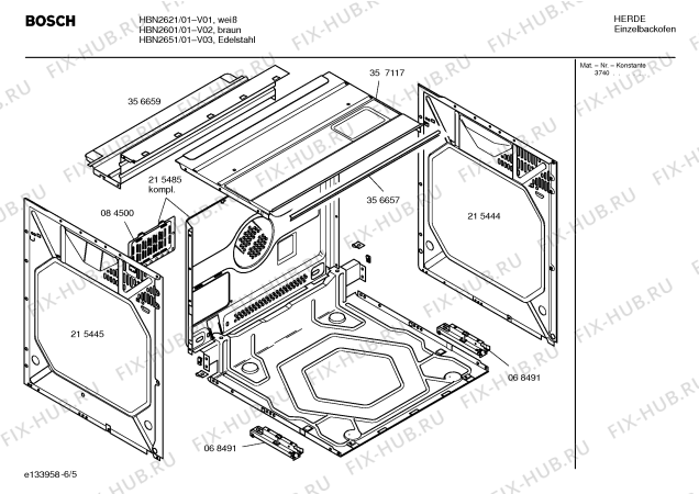 Схема №6 HBN2600 с изображением Панель управления для электропечи Bosch 00357827