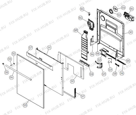 Взрыв-схема посудомоечной машины Asko D3731 XL US   -Titanium FI (340737, DW20.4) - Схема узла 05