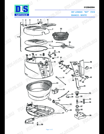 Схема №1 F895.WP с изображением Дверца для тостера (фритюрницы) DELONGHI 5925119000