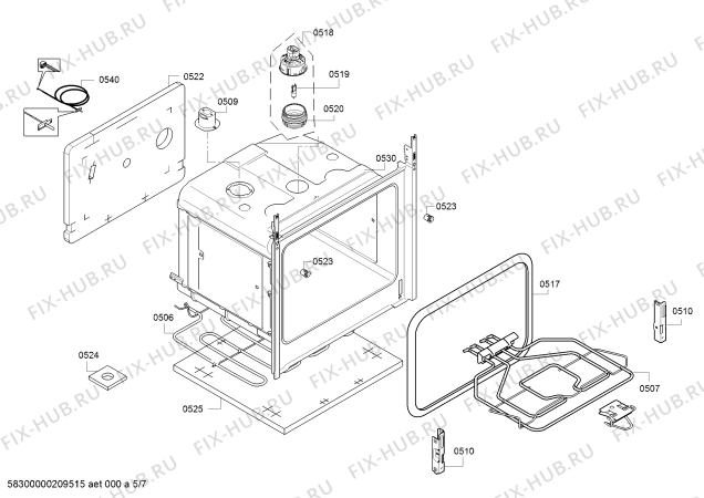 Взрыв-схема плиты (духовки) Bosch HXA050D60R - Схема узла 05