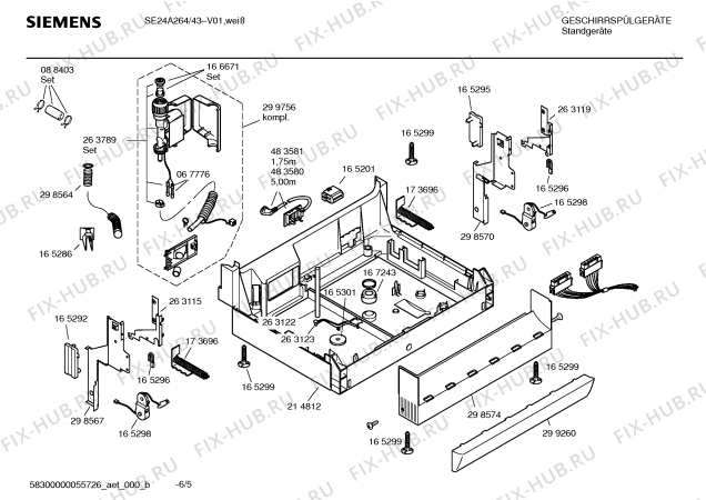 Взрыв-схема посудомоечной машины Siemens SE24A264 - Схема узла 05