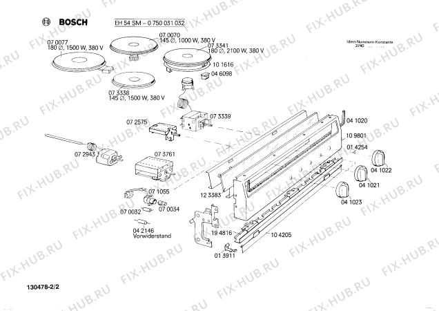 Взрыв-схема плиты (духовки) Bosch 0750031032 EH54SM - Схема узла 02