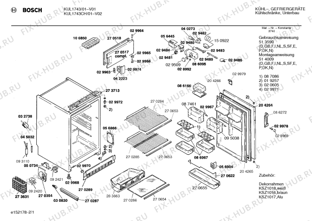 Схема №2 KUL1743CH с изображением Дверь морозильной камеры для холодильника Bosch 00270517
