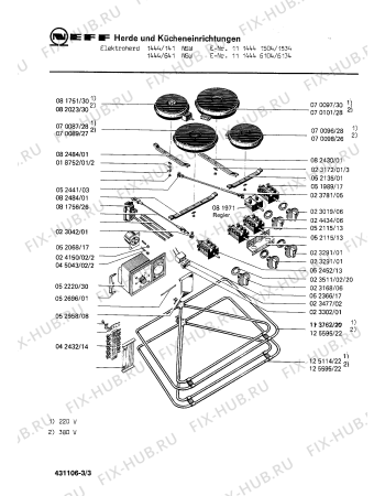 Взрыв-схема плиты (духовки) Neff 1114441534 1444/141NSW - Схема узла 03