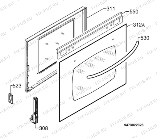 Взрыв-схема плиты (духовки) Zanussi ZLX76AMS - Схема узла Door 003