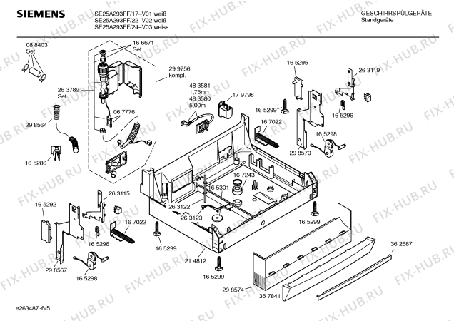 Взрыв-схема посудомоечной машины Siemens SE25A293FF - Схема узла 05