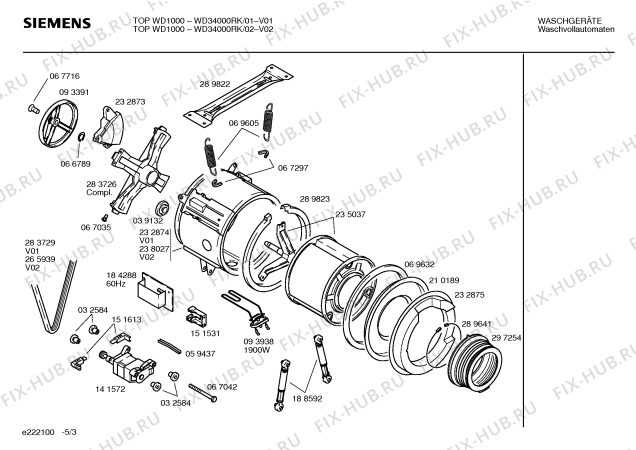 Взрыв-схема стиральной машины Siemens WD34000RK TOP WD1000 - Схема узла 03