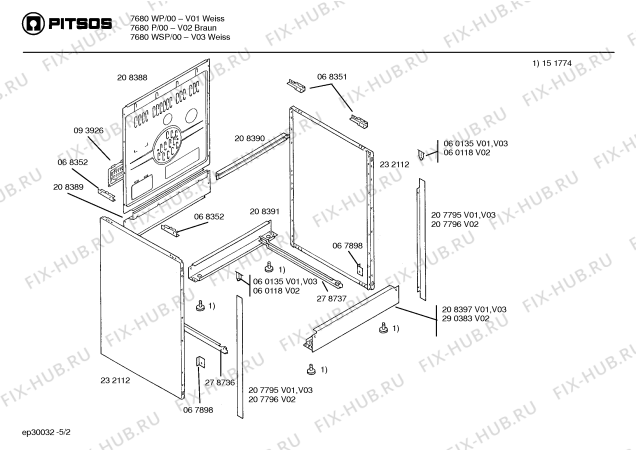 Схема №3 7680WP с изображением Панель для духового шкафа Bosch 00208428