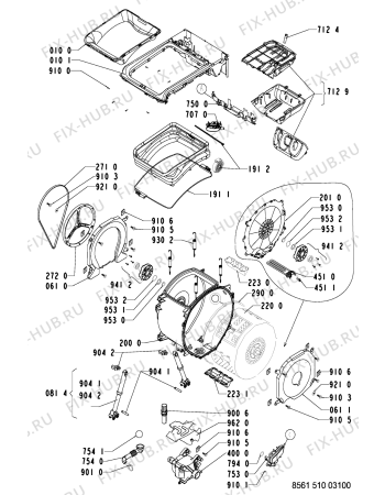 Взрыв-схема стиральной машины Whirlpool AWT 5108 - Схема узла