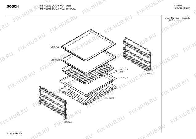 Схема №4 HBN256BEU с изображением Инструкция по эксплуатации для плиты (духовки) Bosch 00522896