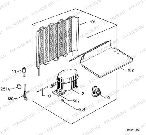 Взрыв-схема холодильника Aeg Electrolux S40130TK - Схема узла Cooling system 017