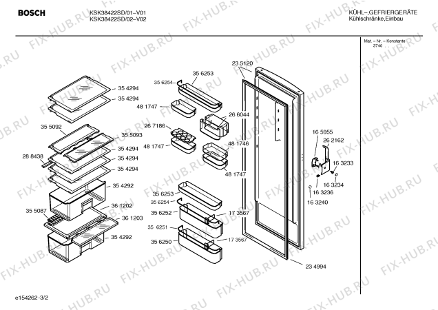 Взрыв-схема холодильника Bosch KSK38422SD - Схема узла 02