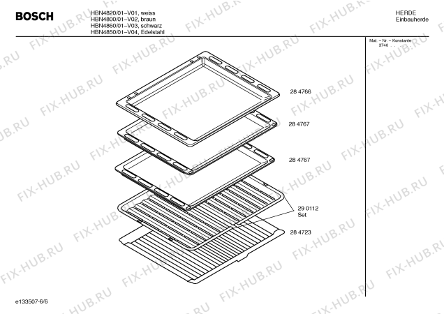 Взрыв-схема плиты (духовки) Bosch HBN4800 - Схема узла 06