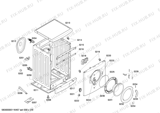 Взрыв-схема стиральной машины Bosch WAE284F0NL ProFutura 1400 - Схема узла 02