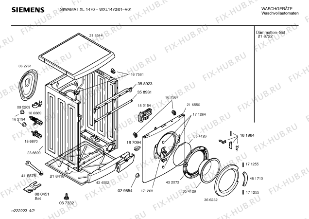 Взрыв-схема стиральной машины Siemens WXL1470 SIWAMAT XL 1470 - Схема узла 02