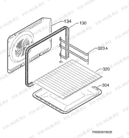 Взрыв-схема плиты (духовки) Progress PHP5320X - Схема узла Oven