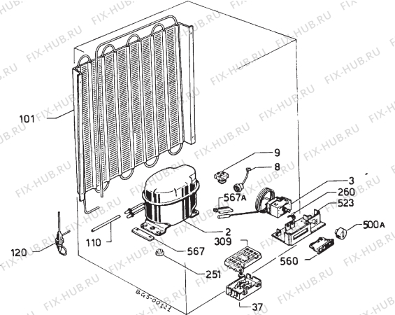 Взрыв-схема холодильника Zanussi ZP6135F - Схема узла Refrigerator cooling system