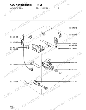 Взрыв-схема стиральной машины Aeg LAVW1050-W D - Схема узла Electrical equipment