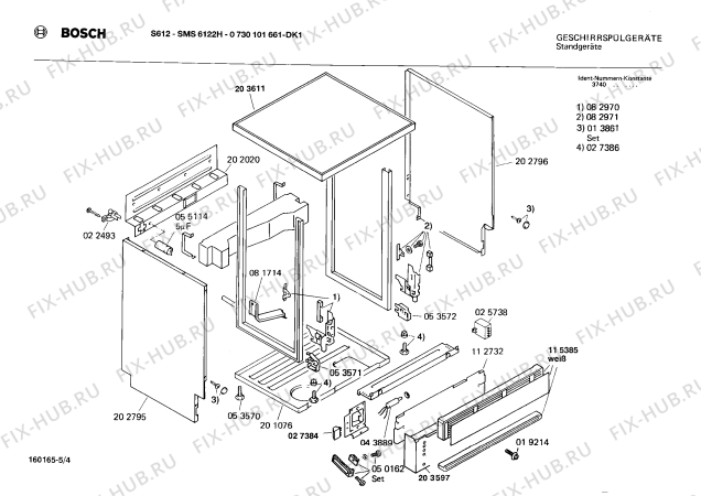 Взрыв-схема посудомоечной машины Bosch 0730101661 S612 - Схема узла 04