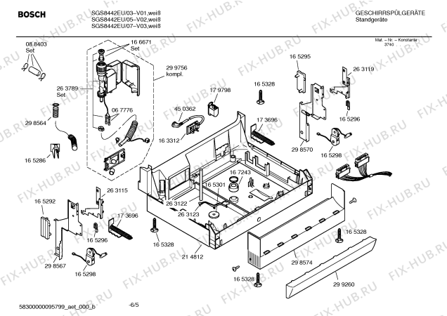 Взрыв-схема посудомоечной машины Bosch SGS8442EU ExclusivundAqua-Mix - Схема узла 05