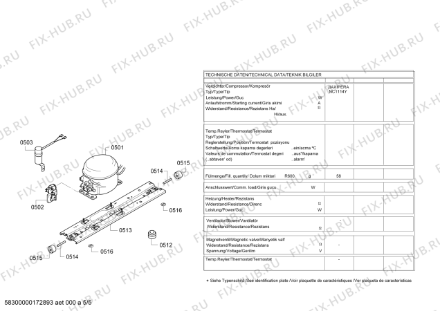 Схема №4 KGN57SM30U с изображением Силовой модуль для холодильной камеры Bosch 12008603