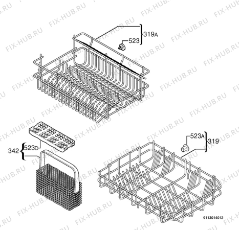 Взрыв-схема посудомоечной машины Rex Electrolux TT645E - Схема узла Basket 160