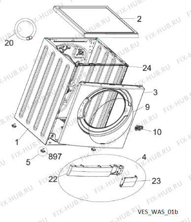 Схема №4 LOS 7011 с изображением Декоративная панель для стиральной машины Whirlpool 482000097669