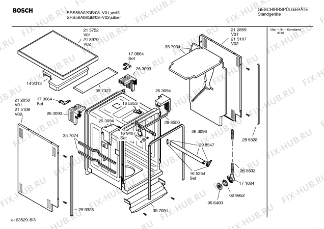 Схема №6 SRS5612GB с изображением Передняя панель для посудомоечной машины Bosch 00366013