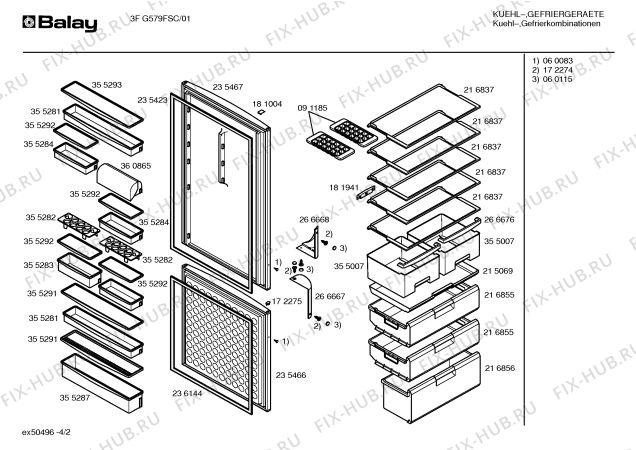 Взрыв-схема холодильника Balay 3FG579FSC - Схема узла 02