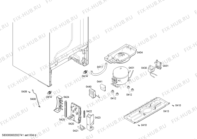 Взрыв-схема холодильника Bosch KGN36XI4P, Bosch - Схема узла 04