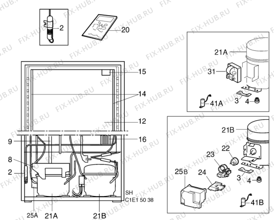 Взрыв-схема холодильника Elektro Helios KFM335 - Схема узла C10 Cold, users manual