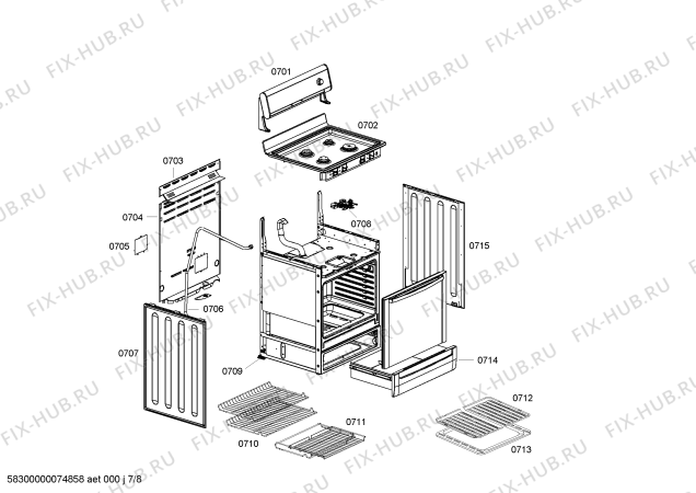 Схема №7 HES252U с изображением Модуль для духового шкафа Bosch 00497068