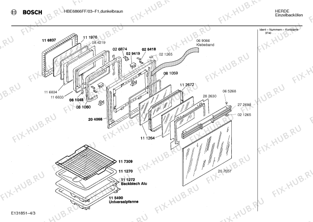 Взрыв-схема плиты (духовки) Bosch HBE6866FF - Схема узла 03