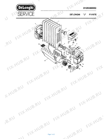 Схема №1 F1 15TE с изображением Защёлка для электрообогревателя DELONGHI 732647
