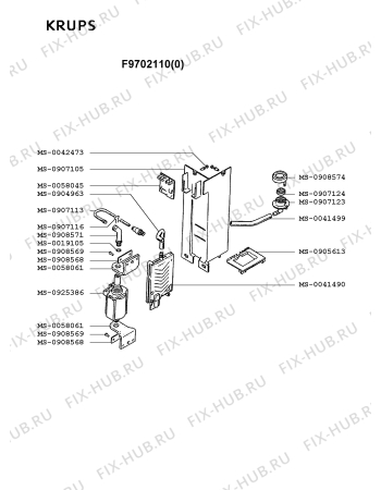 Взрыв-схема кофеварки (кофемашины) Krups F9702110(0) - Схема узла 8P001862.0P3