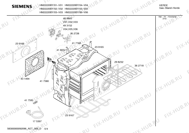Взрыв-схема плиты (духовки) Siemens HM22220BY Siemens - Схема узла 04