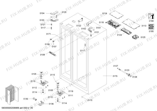 Схема №6 KAD92S5ETI с изображением Модуль управления, запрограммированный для холодильника Bosch 10007637