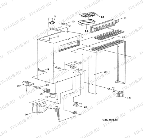 Взрыв-схема холодильника Electrolux RE1400X - Схема узла Housing 001