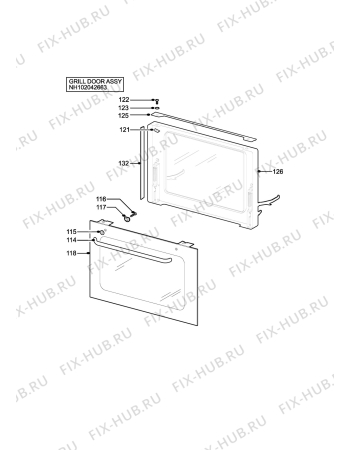 Взрыв-схема плиты (духовки) Zanussi ZHF865B (DUO) - Схема узла H10 Grill door assy