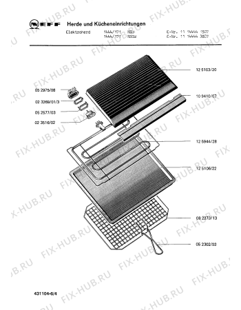 Взрыв-схема плиты (духовки) Neff 1114443807 1444/171NSGW - Схема узла 04