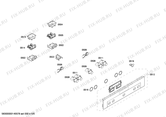 Схема №5 P1HEB75751 с изображением Модуль управления, запрограммированный для духового шкафа Bosch 00746549