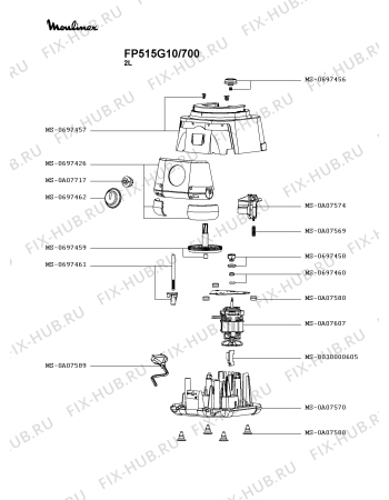 Схема №3 FP515G10/700 с изображением Корпусная деталь для электрокомбайна Moulinex MS-0697426