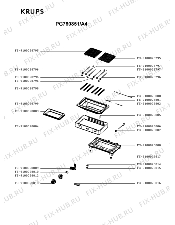 Схема №1 PG760851/A4 с изображением Элемент корпуса для мультигриля Krups FS-9100028808