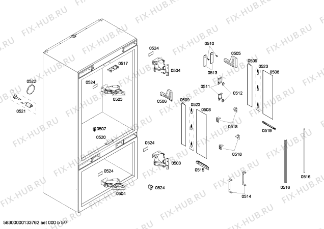 Схема №4 T36IT71FN с изображением Монтажный набор для холодильной камеры Bosch 00670894